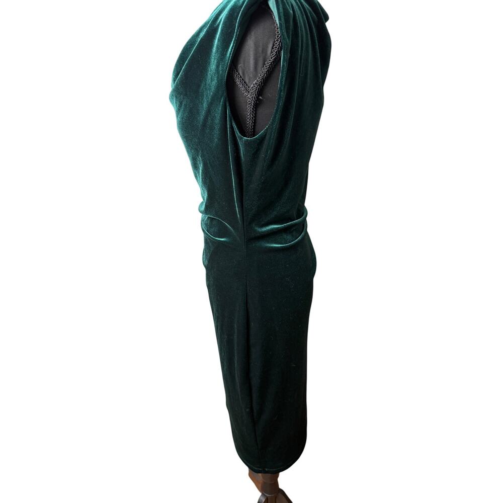 Vince Camuto Velvet Cowl Neck Bodycon Mini Dress sz 8 Old Hollywood Glam Green - Picture 4 of 8